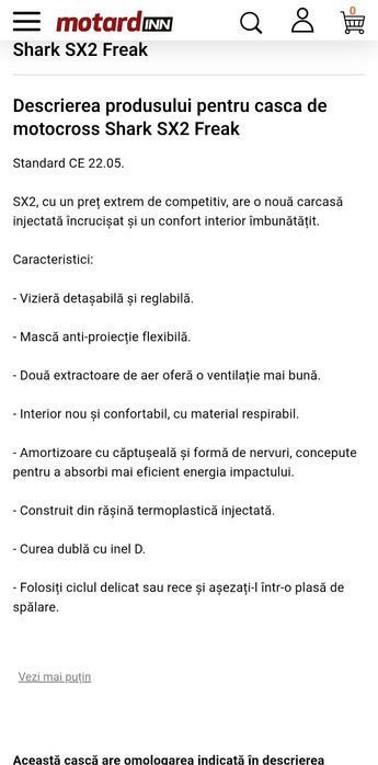 Casca Moto Shark SX2 Cross Enduro Atv Nou