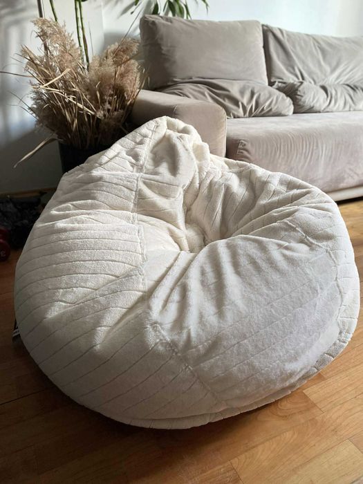 Пуф барбарон Whome, Тип Круша, Махащ се калъф за пране, Екрю, Пухен
