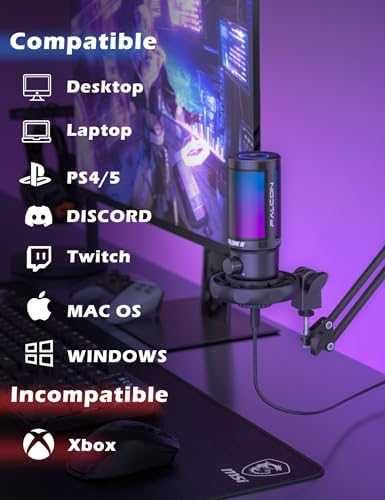 Професионален микрофон за подкасти и YouTube с RGB светлини поп филтър