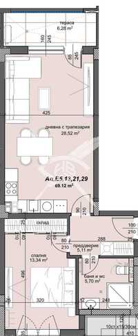 Двустаен апартамент в кв.Тракия 435-15636