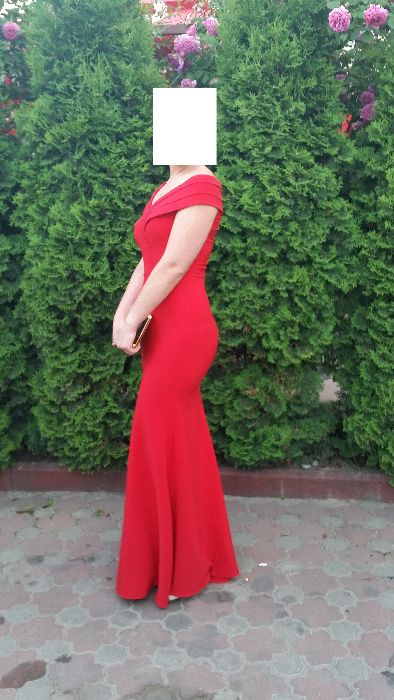 Rochie de seara rosie tip sirena, ocazie, marimea 38-40