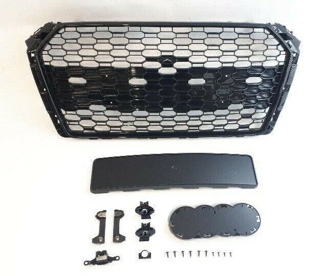 Grila fagure AUDI A4 S4 B9 2015-2019 RS STYLE negru lucios