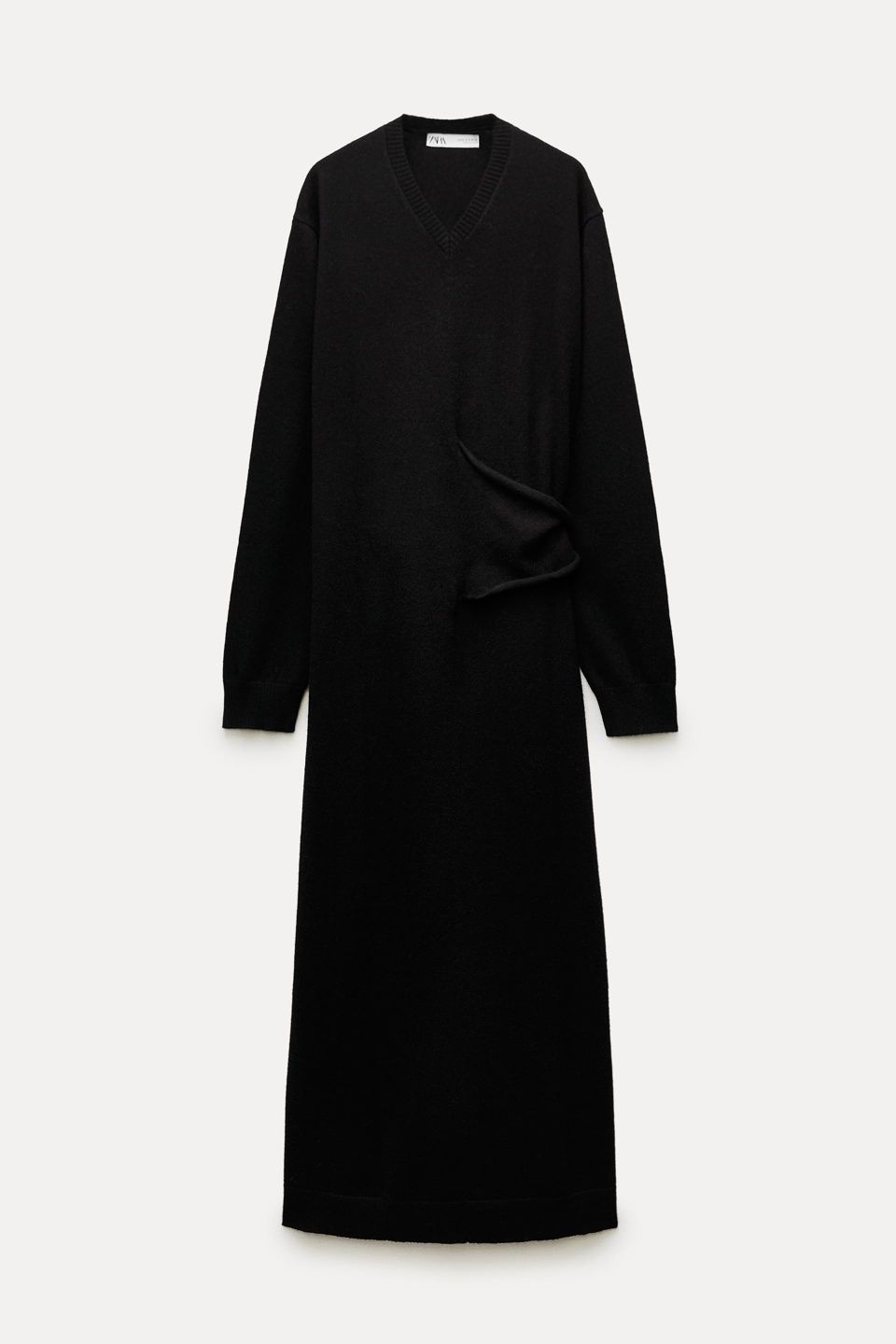 Нова 100 % кашмир ZARA дълга черна рокля