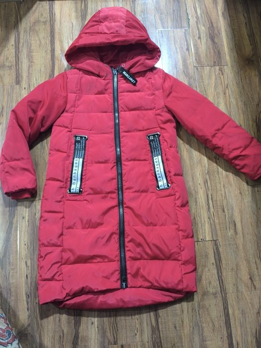 Длинная куртка пуховик на 10/11 лет