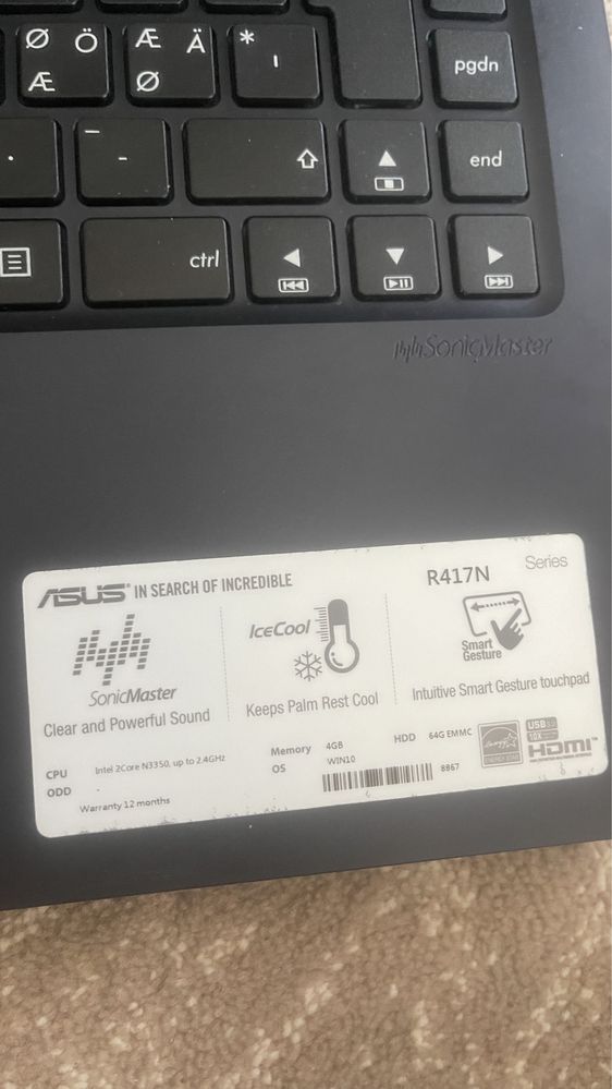 Dezmembrez Laptop Asus R417N