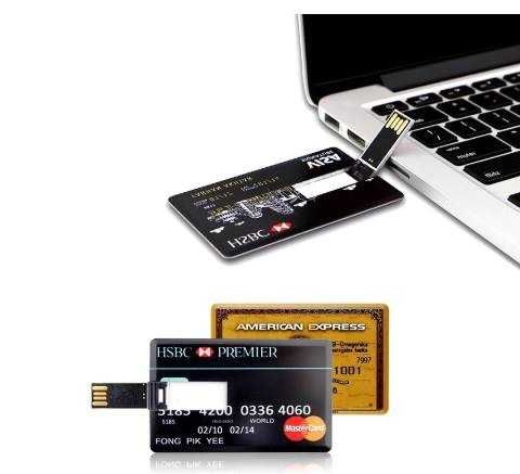 USB памет с форма на кредитна карта и ключодържател за портфейл