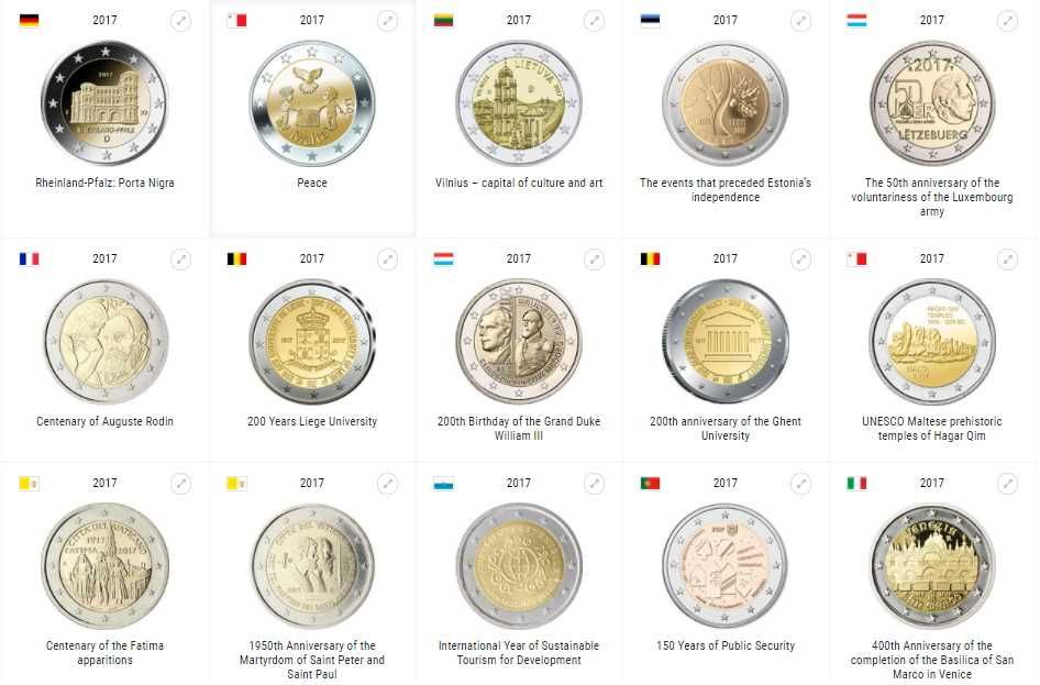 Сет 2 евро монети (възпоменателни) 2015-2018 / 2 Euro Coins