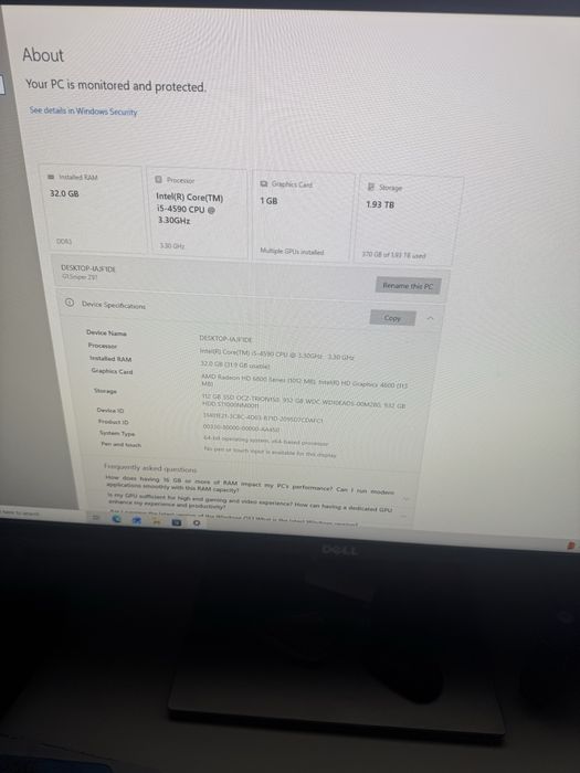 Desktop i5 32 gb ram