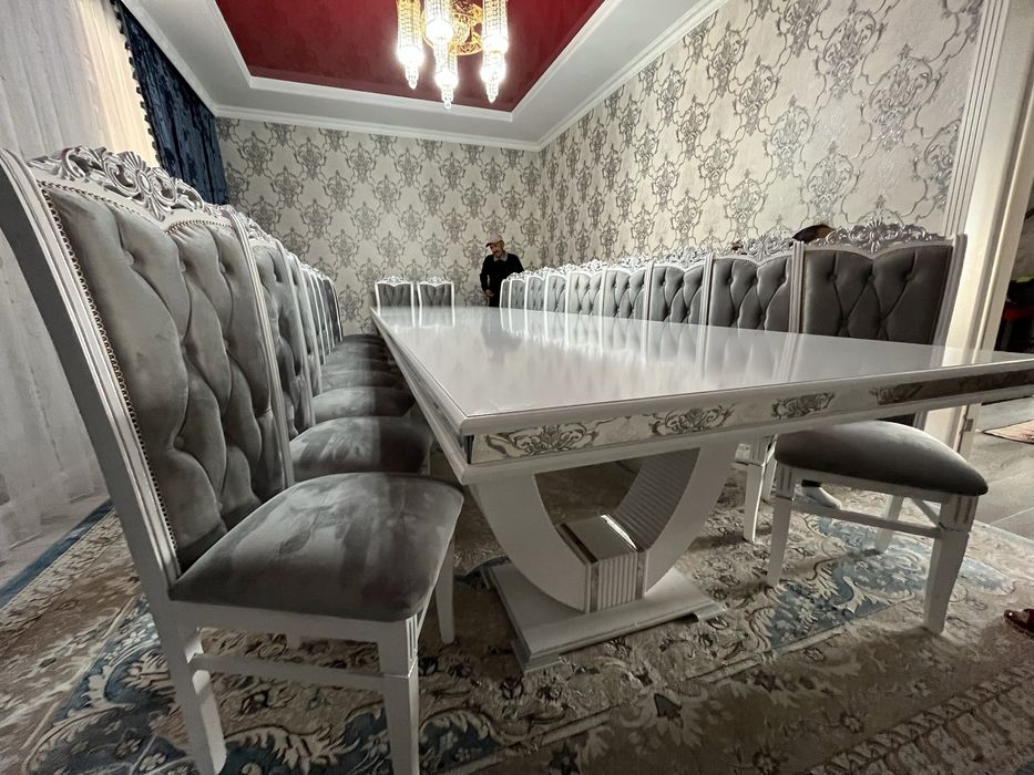 4.5 м мдф хайтек стол 20 шт Корона стул Алматы Рассрочка Цех Купить