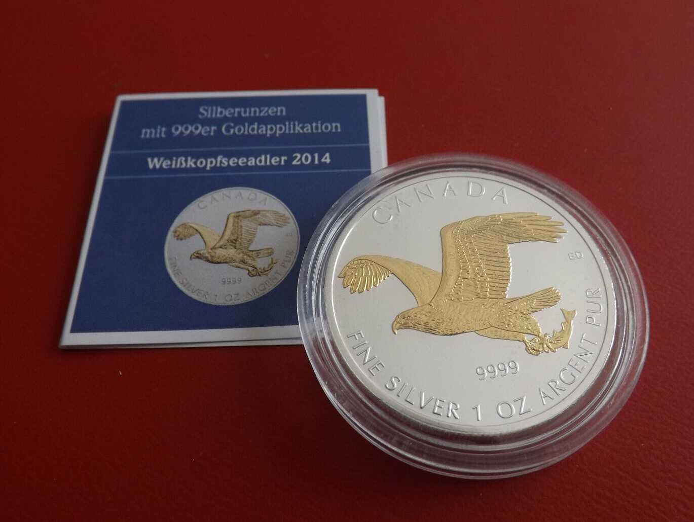 5 долара Канада 2014  1oz Silver Bald Eagle, Unc. (Rare)