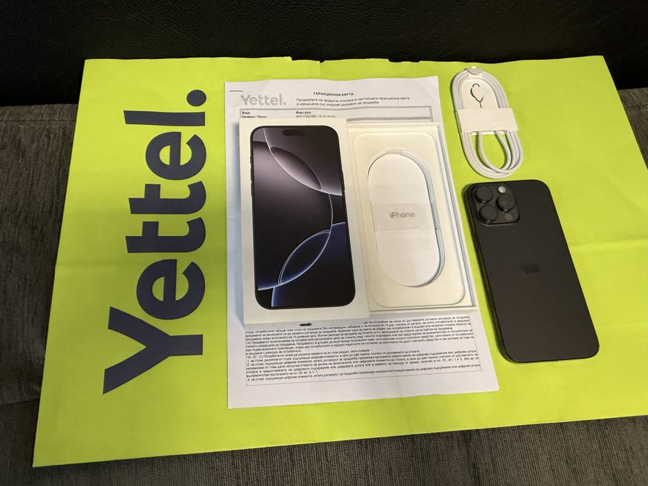 КАТО НОВ 1TB iPhone 16 Pro Max Yettel Гаранция 2027 г. Black