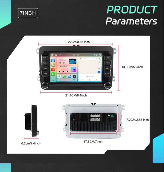Navigatie Carplay 4GB RAM 7inch Volkswagen Golf Passat Skoda Seat NOUA