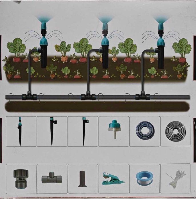 Комплект за градинско капково напояване двупортов таймер програми