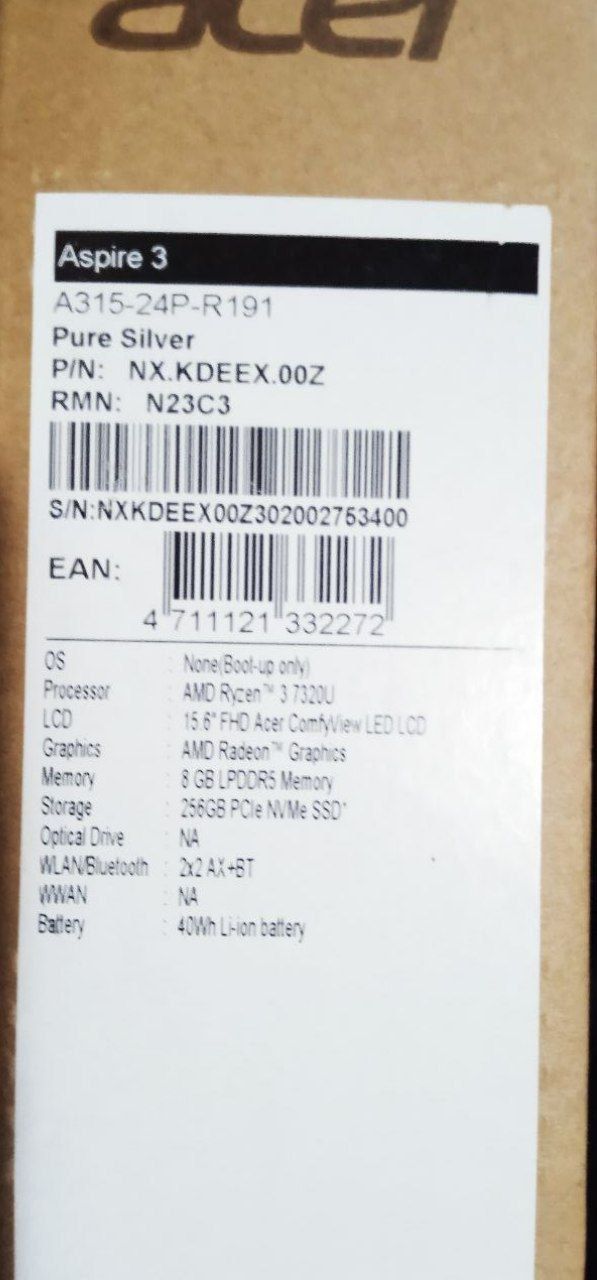 Aspire 3 notebook sotiladi