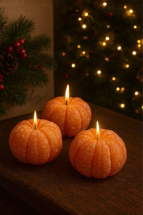 Свеча мандарин с ароматом новогоднего мандарина
