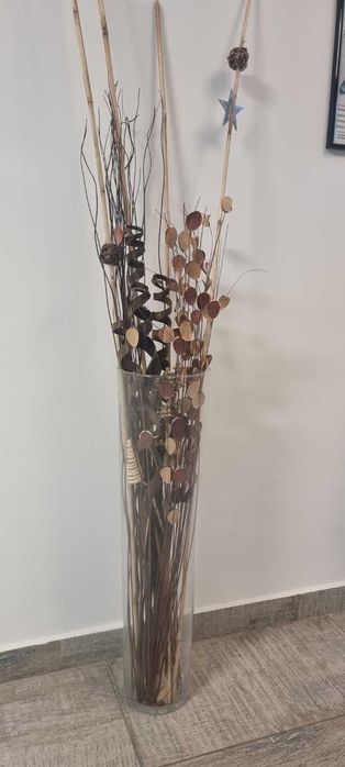 Vaza Sticla & Flori Decorative