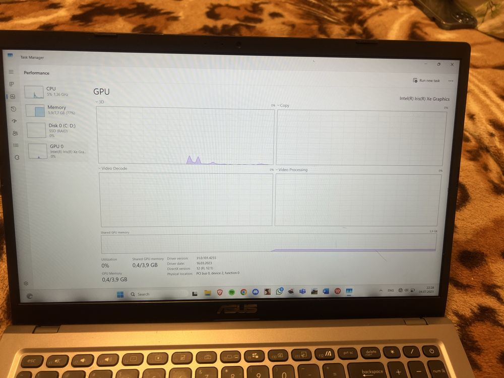 Laptop ASUS X515EA,procesor Intel I5-1135g7,placa video Intel Iris Xe