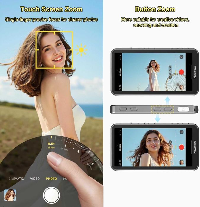 Newmowa Магнитен монитор с тъчскрийн за влог/селфи, 4-инчов