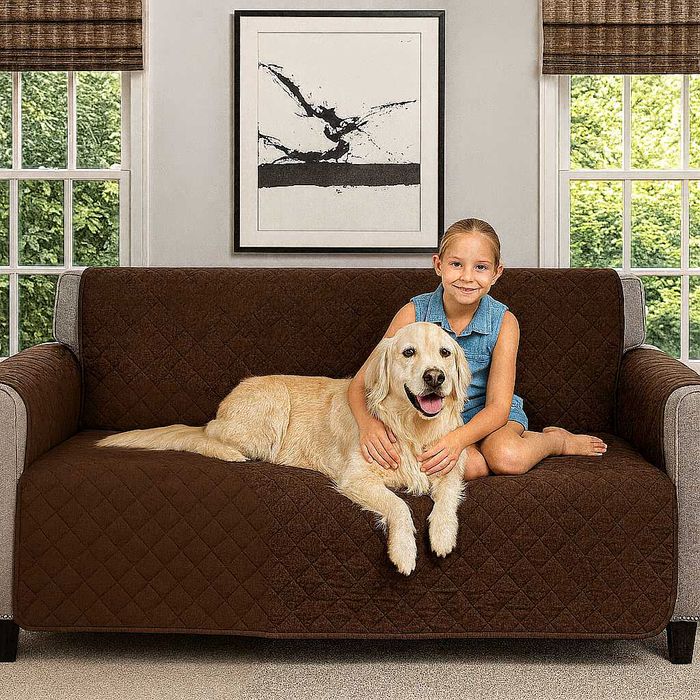 Покривало за триместен диван 190 × 195 см – кафяво