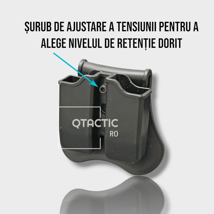 Port încărcător dublu Beretta px4, Cz, Glock, 9mm,prindere  pe centura