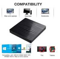 Unitate Optica DVD RW extern / portabil cu USB 3.0 & Type-C laptop, PC