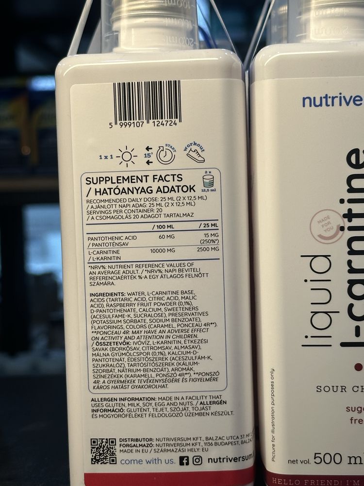 Nutriversum L-carnitine 2,500 mg 500 ml