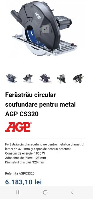 Fierastrau circular metal sandwich AGP CS320 ca si Hilti Bosch Makita