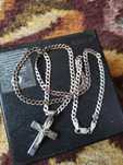 Bratara groasa  de Argint 925  Barbateasca ,lantisor cu crucifix
