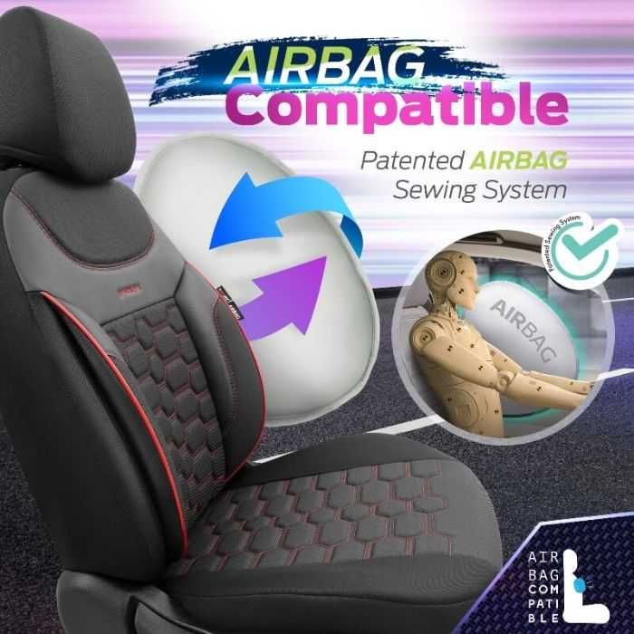 Тапицерия Карбон CRB3402 Черно/Червен Кант