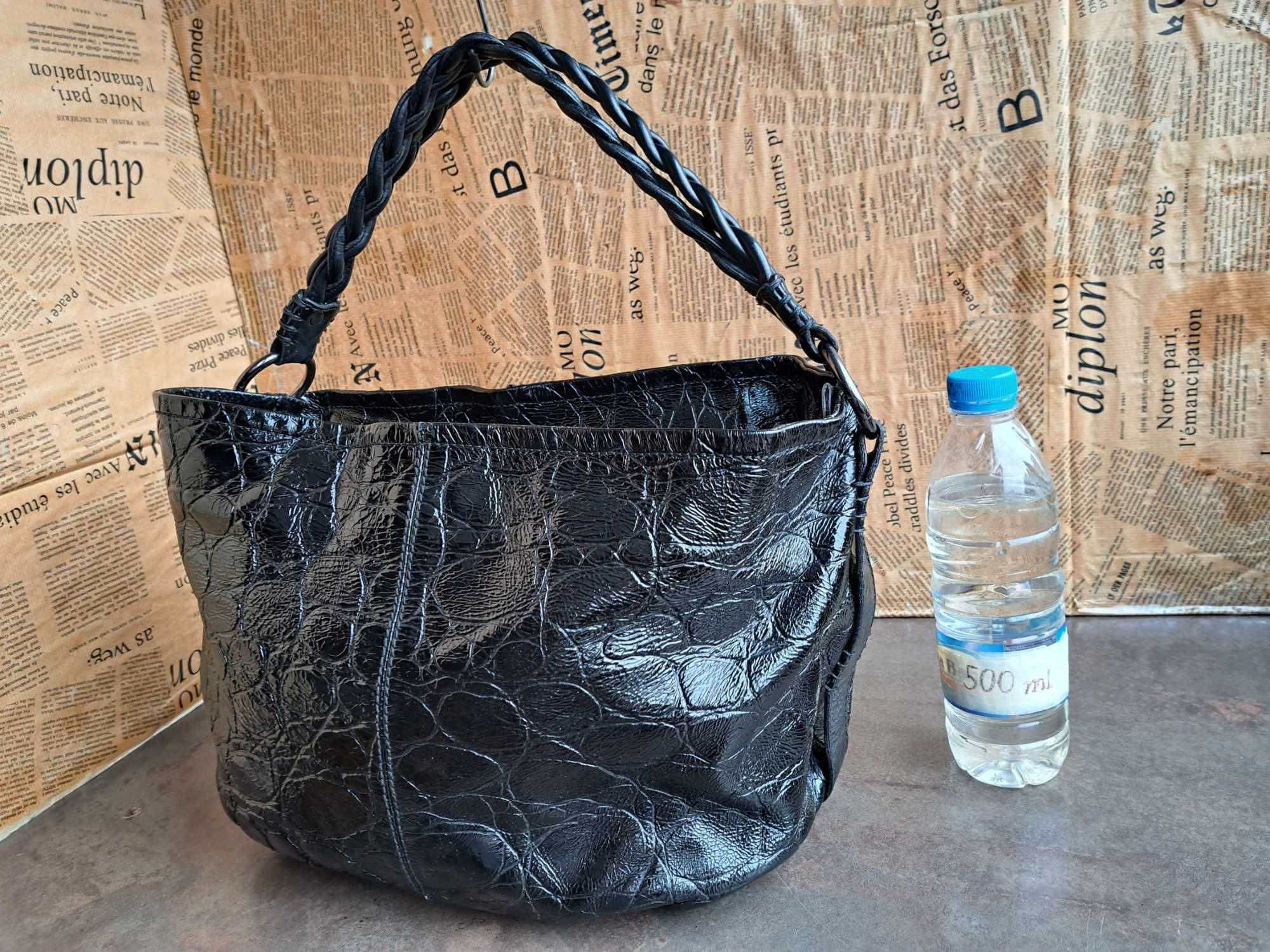 Marzia /черна лачена чанта,торба-естествена кожа
