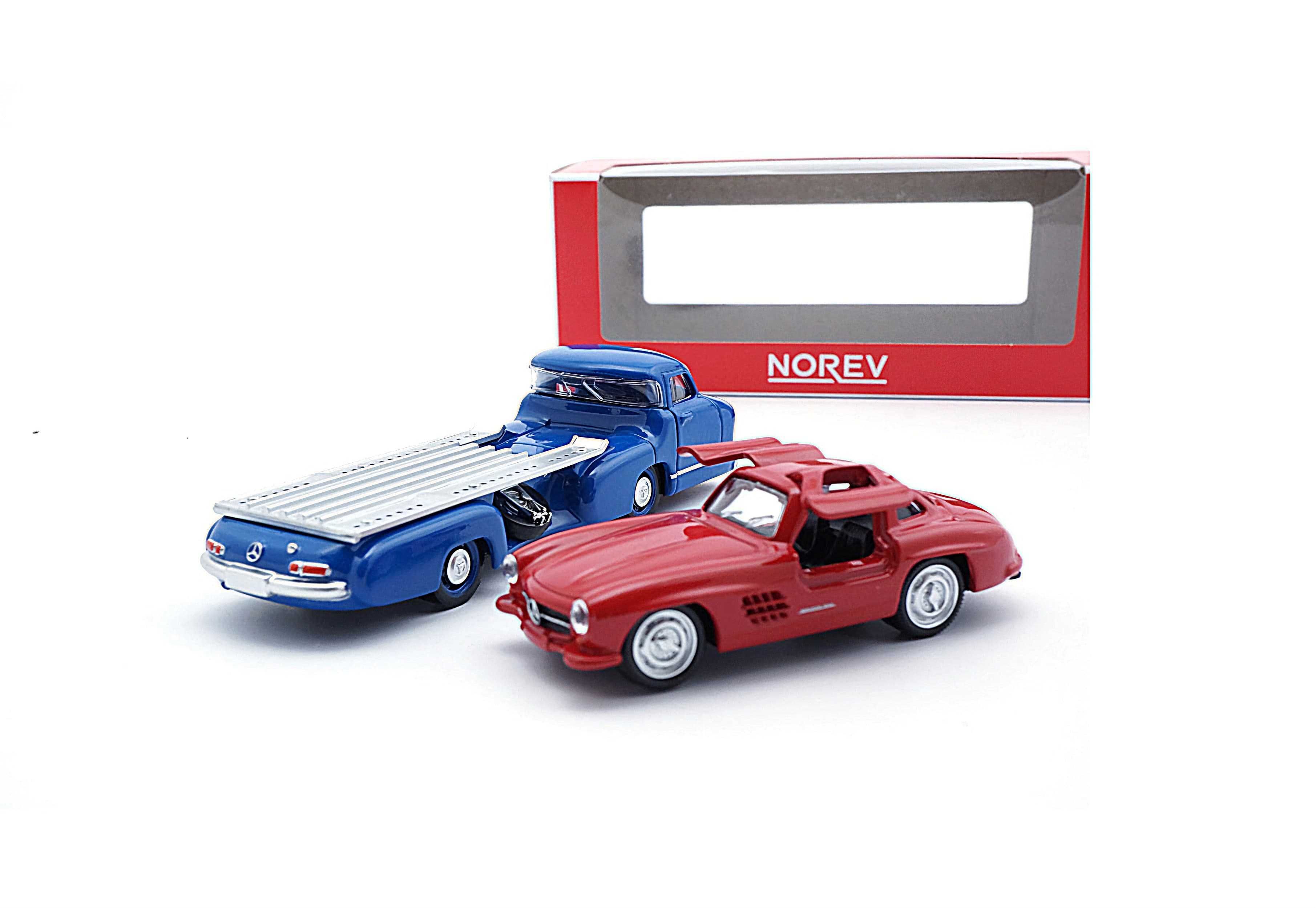 Macheta Mercedes-Benz Renntransporter + Mercedes Benz SL Norev