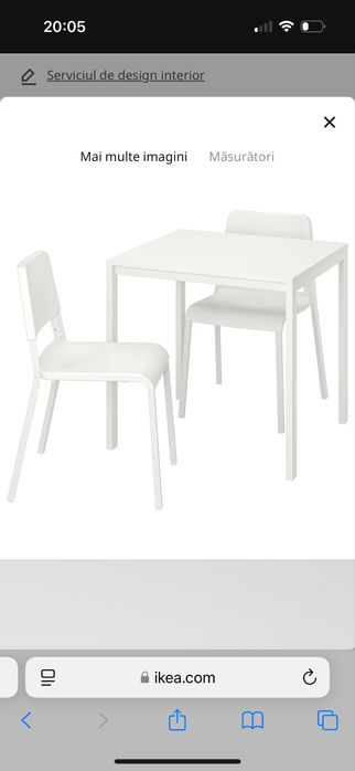 Masa extensibila cu 2 scaune ikea