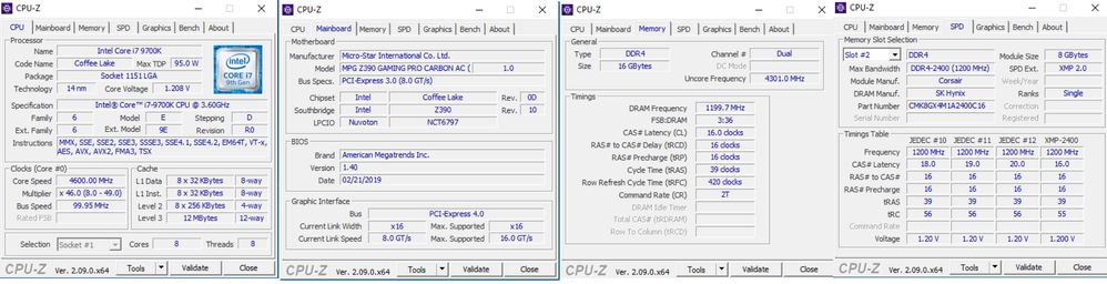 Procesor i7 9700k 3.60 GHz + Placa de Baza MSI Z390 Pro Carbon