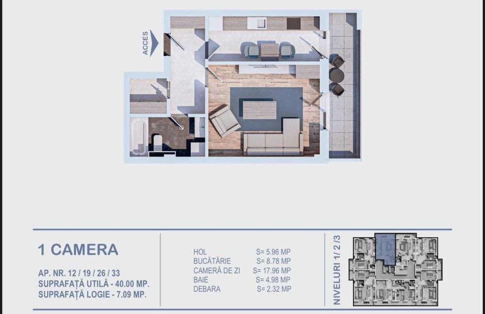 Pacurari, bloc nou, apartament 1 camera decomandat 49 mp