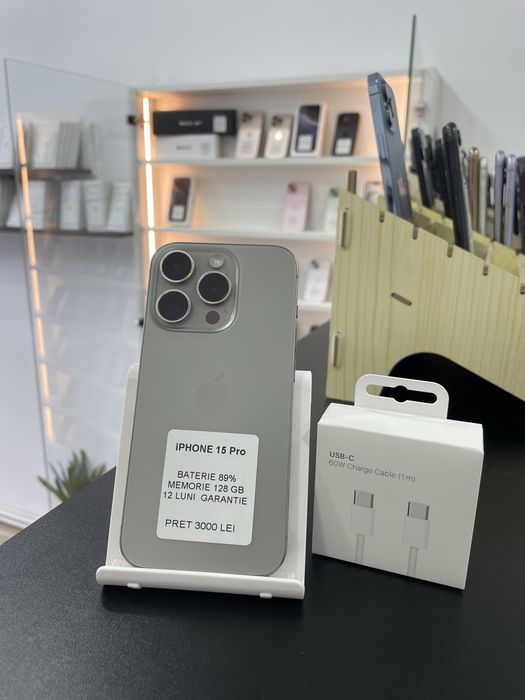 Magazin, vindem iPhone 15 Pro, 128gb, GARANTIE