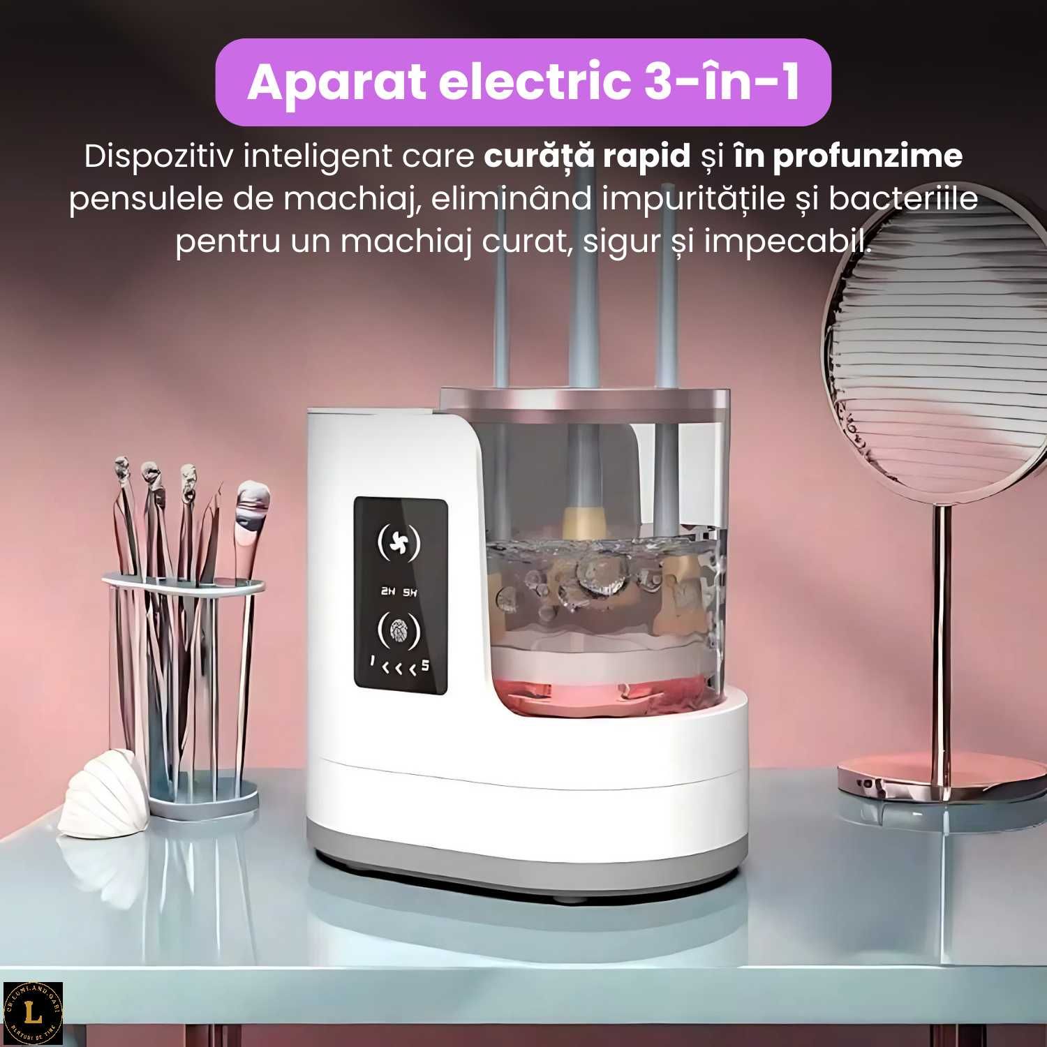 Aparat electric 3/1 pentru curatarea si uscarea pensulelor de machiaj