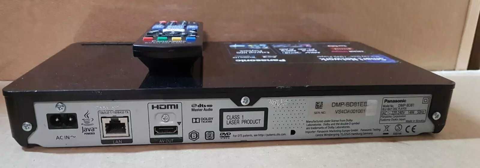 Blu-Ray Disc Player Black- Full HD 1080p Panasonic Smart Network