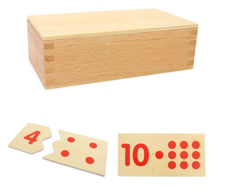 Математика пъзел Монтесори в кутия с плочки и карти за ранна възраст