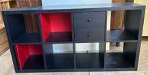 Comoda neagra tip Ikea cu spatii de depozitare; Etajera; Raft