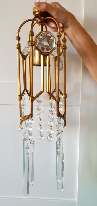 Lustra Bronz si cristale Candelabru vintage aplica obiect iluminat