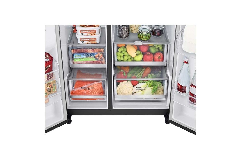 Холодильник Side-by-Side LG GC‑B257SBZV Top Freezer, матовый черный