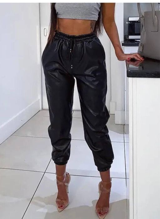 Pantaloni din piele vatuiti