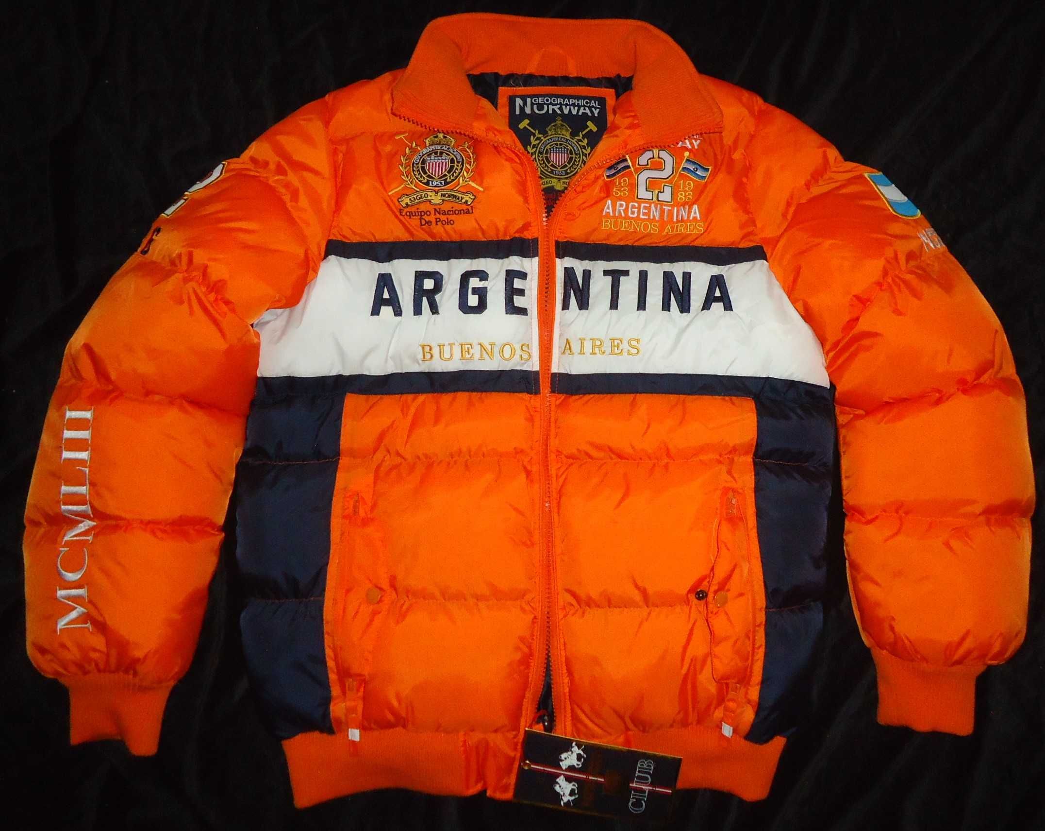 Geaca barbati pufoaica gluga orange alb Geographical Norway