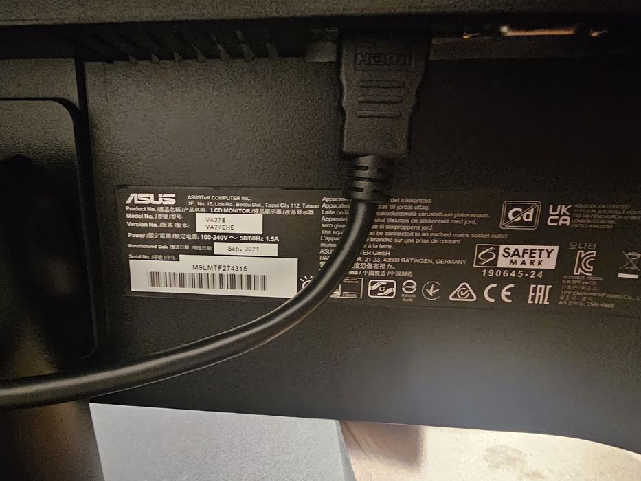 Monitor asus model va 27e