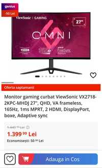 Monitor gaming curbat ViewSonic VX2718-2KPC-MHDJ   !NOU SIGILAT!