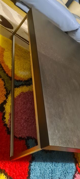 Masa de cafea, lemn + metal, joasa, 120x120cm, H35, blat 6cm Wenge