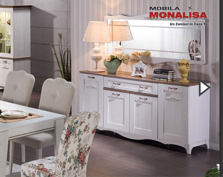 Set mobilier de living Venturo – alb cu blat nuc – 3.450 lei – Brașov