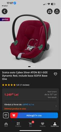 Scoica auto Cybex Silver ATON B2 I-SIZE Dynamic Red