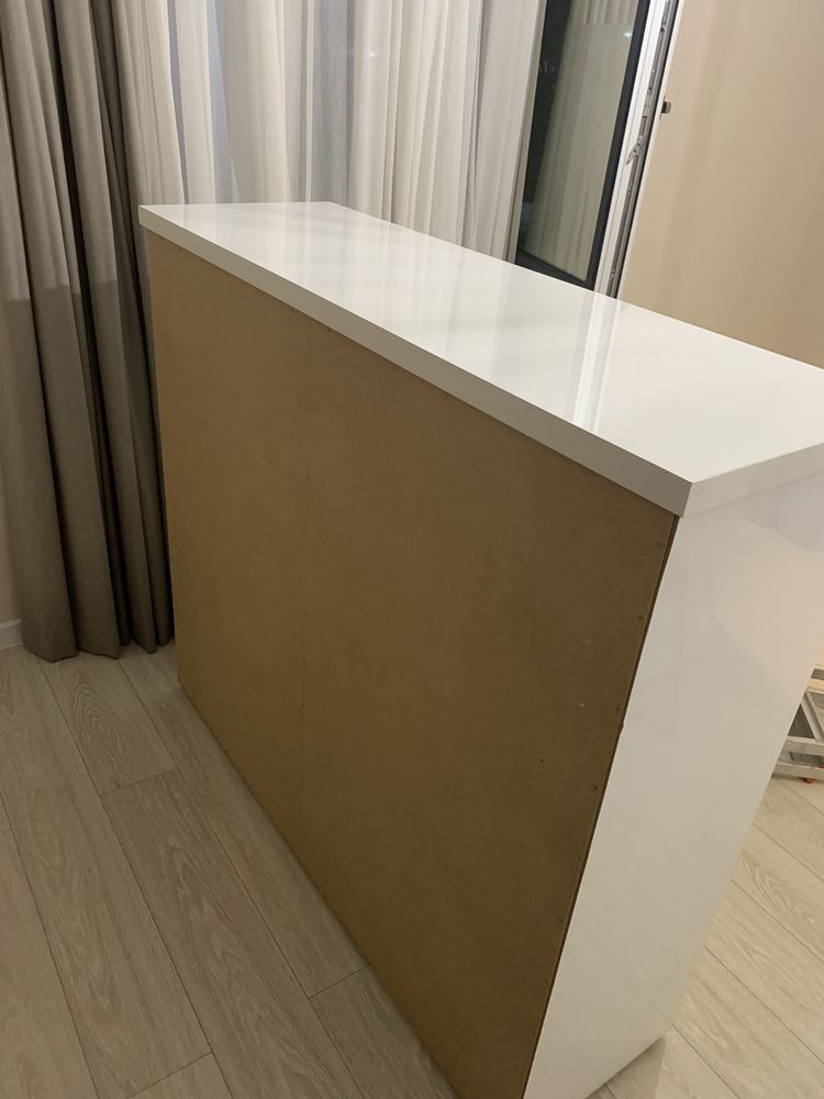 Comoda + 2 noptiere mdf lucios alb