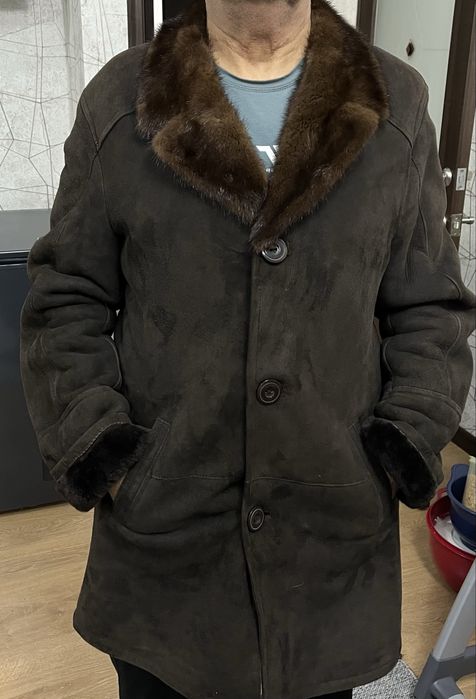 Мужская дубленка с норковым воротником